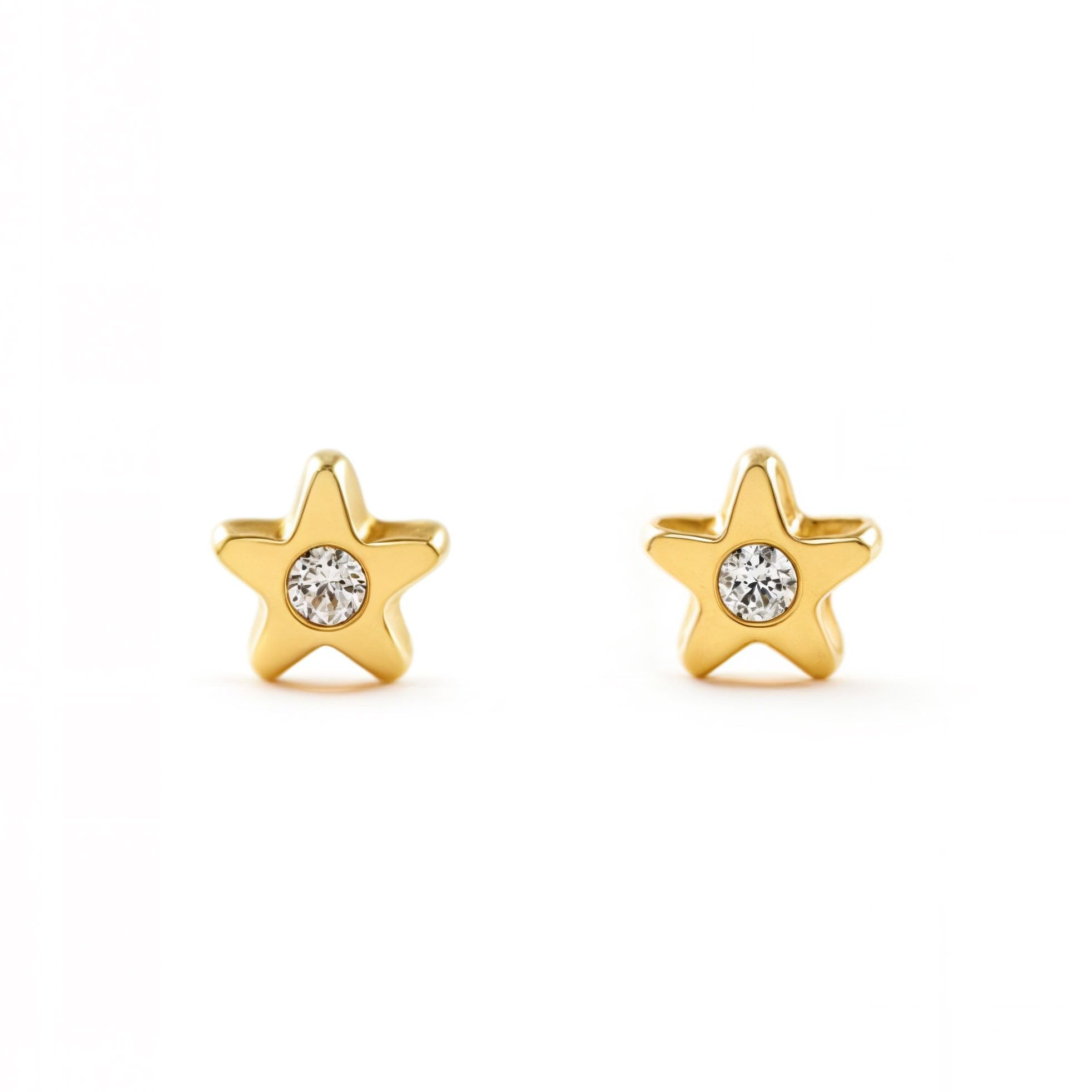 Mondepetit - Orecchini bambini Stella Zircone Oro Giallo 18K - Scatola Regalo - Certificato di garanzia