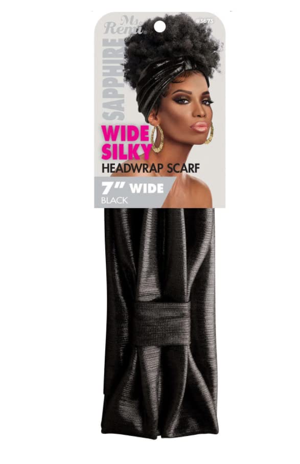 Annie - Ms. Remi Sapphire Wide Stretchy Headwrap Scarf - Black