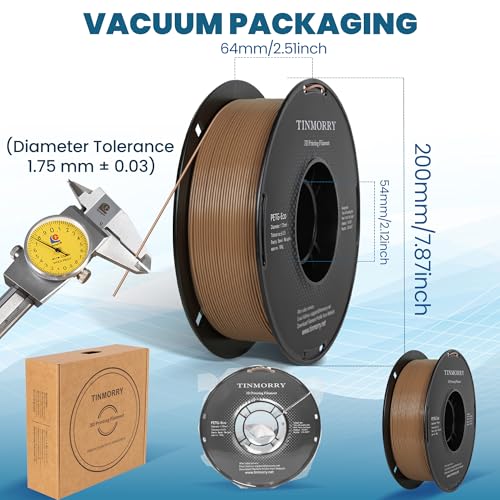Image of TINMORRY PETG Filament 1.75, Rapid PETG-Eco 3D Printer Filament, Compatible with Most FDM 3D Printers, 1 KG 1 Spool, Mocha Mousse Chocolate Brown