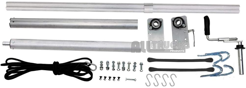 Manual Truck and Trailer Hand Crank Tarp Kit with Solid Vinyl tarp (6' X 14')