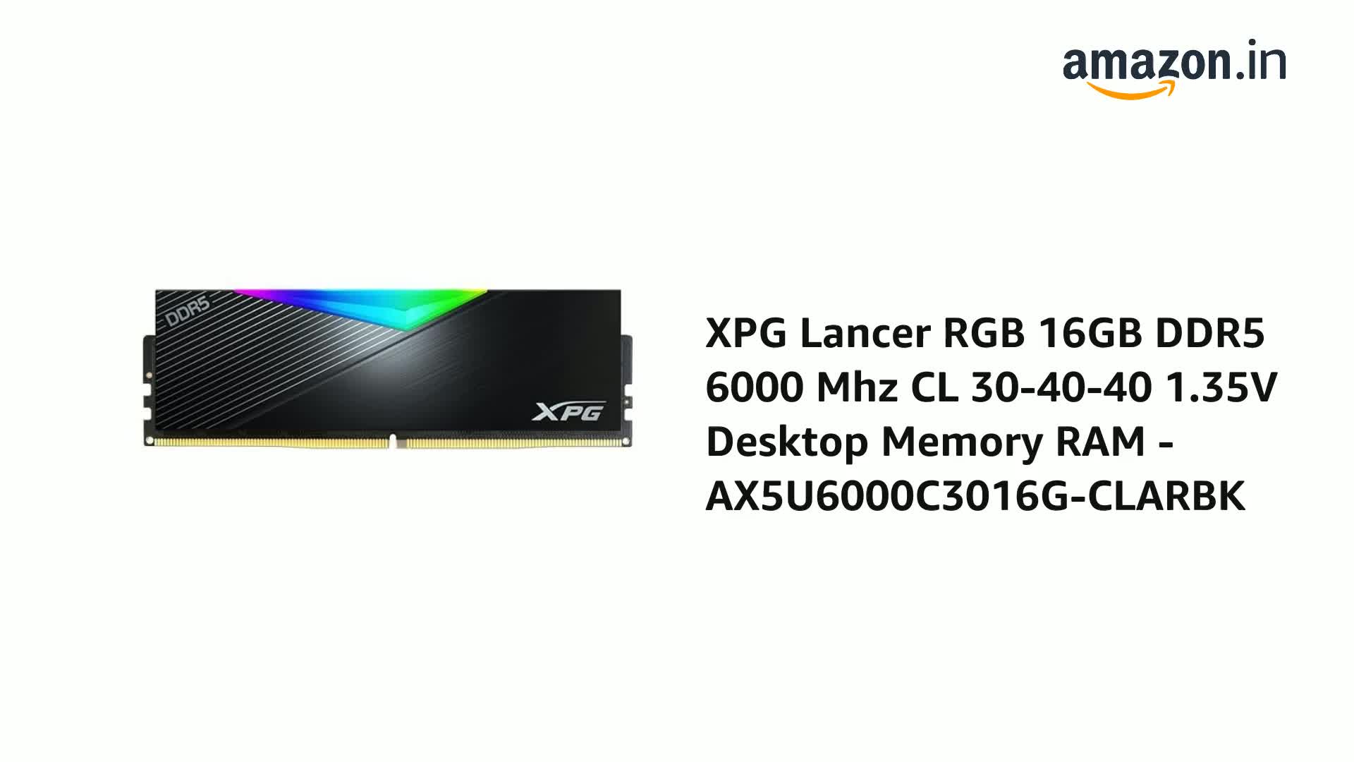 Amazon.in: Buy XPG Lancer RGB 16GB DDR5 6000 Mhz CL 30-40-40 1.35V