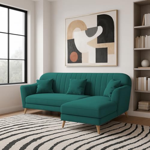 Image of Atticus RHS 4 Seater L Shape Sofa Set for Living Room (Pine Fabric) Premium Fabric Sofa Set