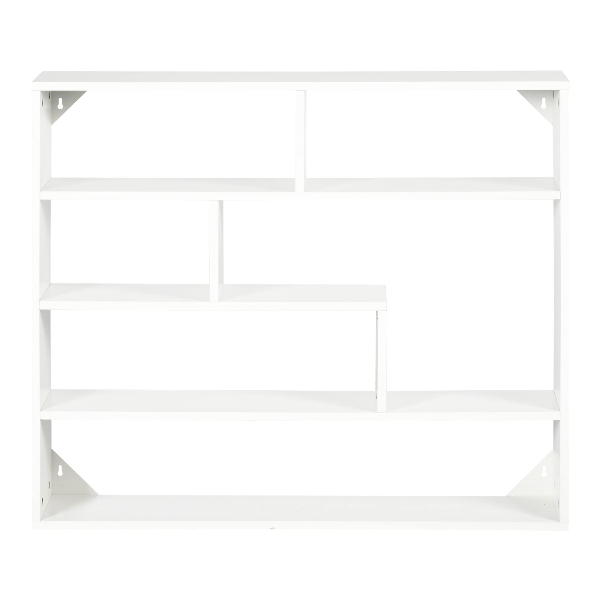 HOMCOM Estantería de Pared 4 Niveles Balda Flotante 94x19,5x80 cm Blanco | 7 Compartimientos Abiertos, para Salón Dormitorio Oficina, Estilo Moderno