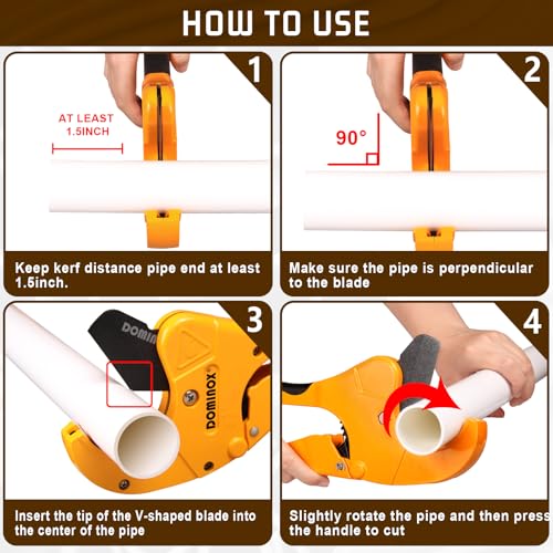Image of PVC Pipe Cutter, Cuts up to 2-1 /2 inch PEX, PVC, PPR, Plastic Hoses& Plumbing Pipes,Ratchet PVC Cutter Tool with SK5 Blade and Aluminum Alloy Body