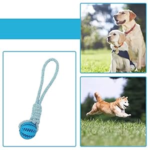Dog Rope Ball Bite Resistance Training Ball Dog Toy with Rope Interesting Dog Puzzle Teething Toy for Molar Teeth Cleaning Boredom Relieving(Blue)