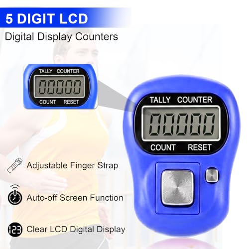 Image of GLUN Pack of 3 Finger Prayer Counter, 5-Digit Counting LCD Display Device, Ring Electronic Digital Finger Counter for Prayers & Various Counting Use (Random Colour)