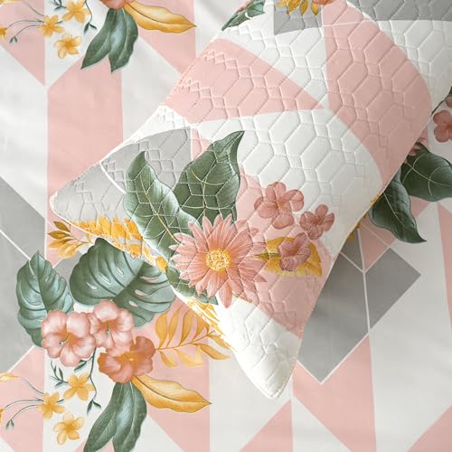 Image of Super Premium Designer 6-Piece Comforter Set - Double Bed Size (90 inchx100 inch) - Heavy Cotton Blend with Reversible Comforter, Bedsheet, Pillow Covers & Cushion Covers (Pink, 6 Pc Comforter Set)