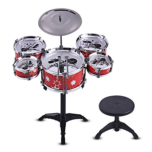 Bobique Juego de batería de jazz con 5 bidones y 1 platillo con taburete pequeño Cover