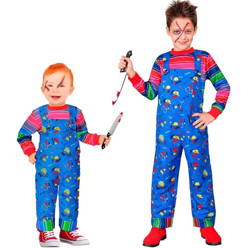 W WIDMANN MILANO Party Fashion - Disfraz infantil de muñeco de terror, pantalón con peto y jersey, disfraz de Halloween, carnaval