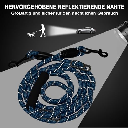 Hundeleine 3m Umhängeleine und Doppelleine, leicht für kleine bis große Hunde