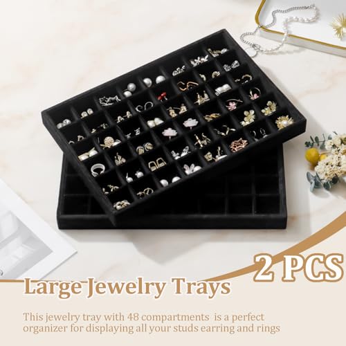 Image of Large Velvet Jewelry Tray Display Drawer Inserts 2 Pack