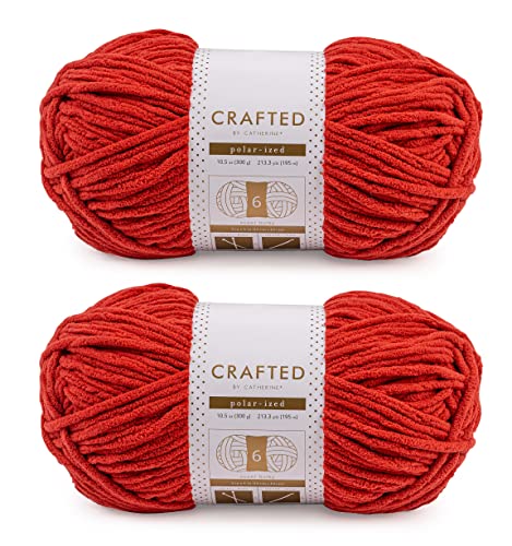 Image of Crafted By Catherine Blanket Solid Yarn - 2 Pack (213 Yards Each Skein), Cinnabar, Gauge 6 Super Bulky