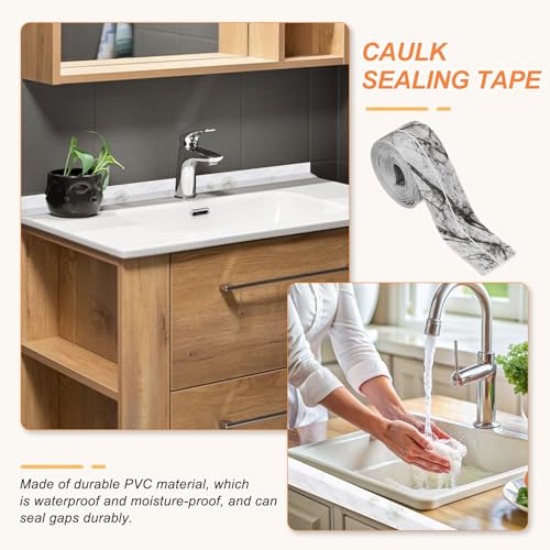 Image of PATIKIL Caulk Tape Waterproof Self Adhesive, PVC Toilet Caulking Sealant Strip Bathtub Caulk Sealing Strip Tape for Bathroom Kitchen Countertop, Ink Stone Pattern (1.5 Inch x 10.5 Ft)
