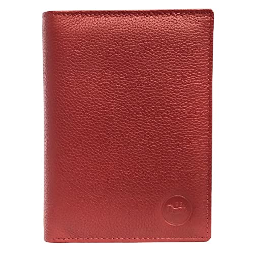 LOLUNA® Grand Portefeuille Classique en Cuir Vachette Souple 4 Volets Pratique pour Placer Carte Grise - permis - identité - Cartes - Billet - Monnaie -...