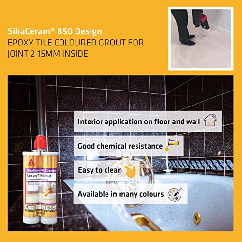 Image of SIKA - SikaCeram 850 Design, SP grey, Epoxy floor and wall tile coloured grout for joint 2-15mm inside, 400ml