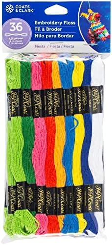 J. P. Coats Coats & Clark 6-Strand Embroidery Floss Value Pack 36/Pkg-Fiesta, White