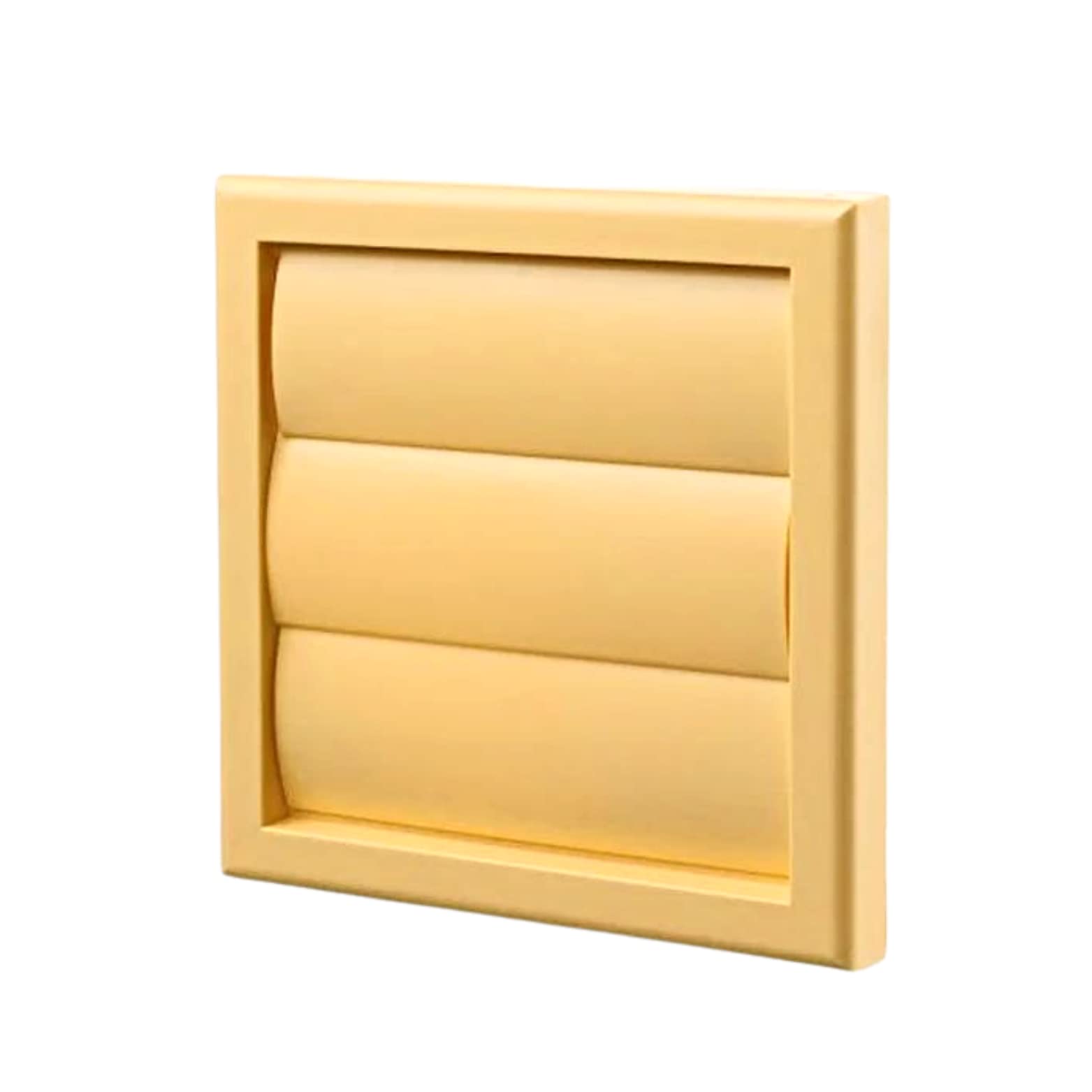 AirTech-UK Gravity Grille 155mm External Dimension with 100mm - 4 inch Round Rear Spigot and Not-Return Shutters Ducting Air Vent (Beige)