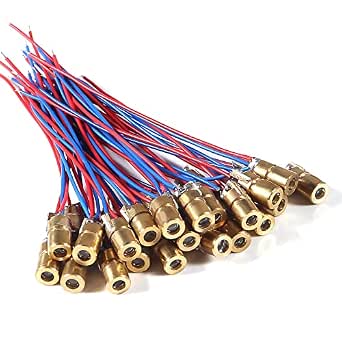 30pcs 5V 650nm 5mW Red Dot Laser Diode with Leads, 6mm