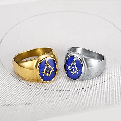 Stainless Steel Gold Plated Freemason Masonic Rings for Men Women Blue G Lodge Master Mason Signet Band4
