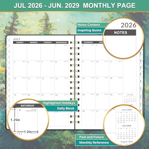 2026-2029 Monthly Planner - 3 Year Monthly Planner 2026-2029, Jul. 2026 - Jun. 2029, 6.3\" X 8.4\", 3 Year Calendar with 36 Months Tabs + Back Pocket - Dreaming Moon