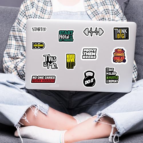 Image of Motivational Quote Vinyl Waterproof Stickers Pack of 70 for Laptop, Water Bottle, Notebook, Journal, Phone Case, Helmet & Luggage | Inspirational Success Mindset Typography Decal Pack