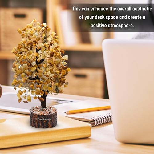 Image of Crystal Heaven Certified Yellow Jasper Tree for Good Luck - Healing Crystals Money Tree for Wealth, Positive Energy at Home Office - Decorative Spiritual Gifts for Vastu, House Warming, 25 cm