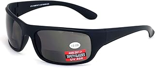 V.W.E. Large Men Safety Sunglasses With Reading Bifocal - ANSI Z87.1+ Certified Glasses Readers (Matte Black, 2.50)