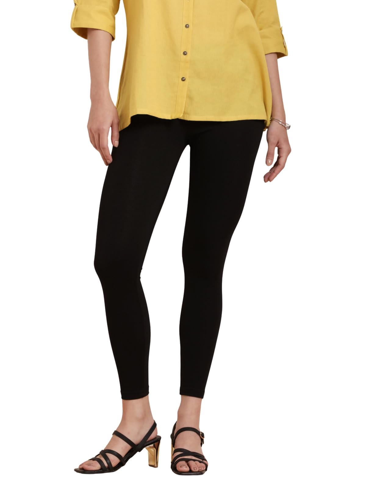 Super Stretchable Cotton Elasthane Fabric Ankle Length Leggings for Women