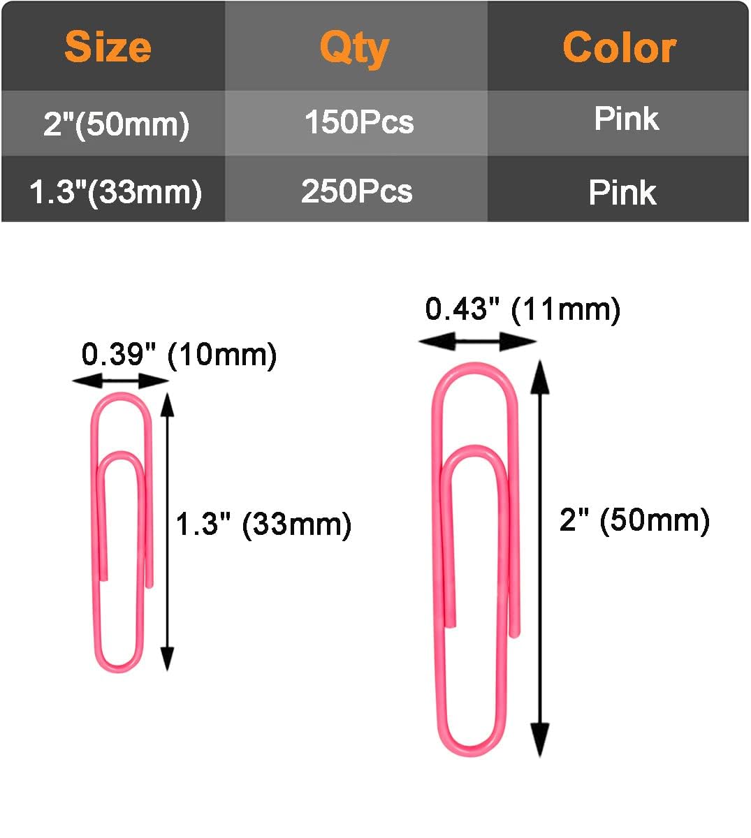 Three Inch Paper Clip Snapklik.com : Vinaco Paper Clips Pink, 400PCS Medium And Jumbo Paper Clips