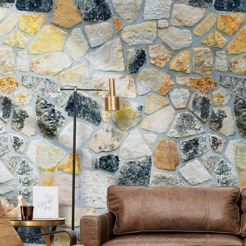 Papel pintado de piedra autoadhesivo 44.5x800CM vinilo de ladrillo gris 6