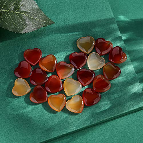 Image of 20 PCS Natural Heart Healing Crystals Red Carnelian Agate Polished Crystal Mini Pocket Stones Cute Palm Love Gemstones Set Bulk Wholesale Reiki Energy Balancing Meditation Valentine's Day Gift