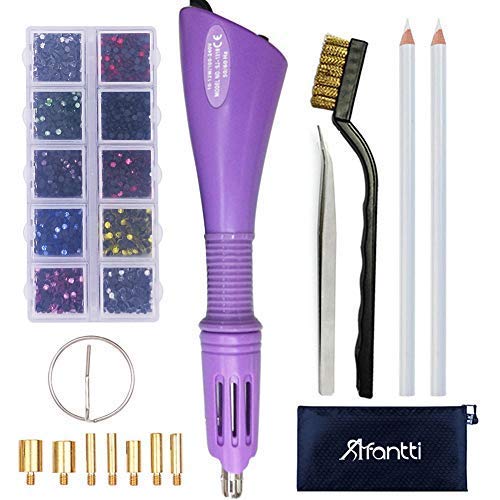 Hotfix Applicator, Afantti Rhinestone Setter Hot Fix Applicator Wand Tool Kit Set with 7 Tips Hot-fix Rhinestones (Violet)
