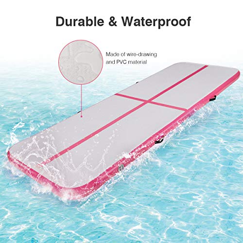 DOBESTS Airtrack Gymnastics Tumbling Mat 10ft 13ft 16ft 20ft Air Track with Electric Air Pump for Home Gym Taekwondo Training Yoga Exercise Mats Indoor Outdoor (Pink, 4m) - Thumbnail 6