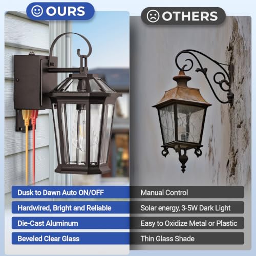 Image of Gleamz Porch Light with Outlet, Oil-Rubbed Bronze Outdoor Light Fixture