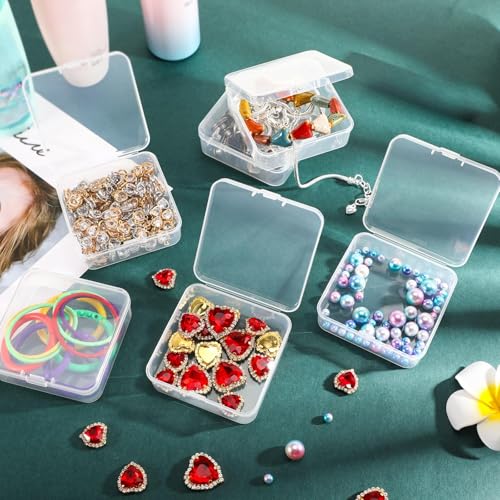 Image of Jetec 30 Pieces Mini Plastic Clear Beads Storage Containers Box for Collecting Small Items, Beads, Jewelry, Business Cards, Game Pieces, Crafts (2.1 x 2.1 x 0.8 Inch)