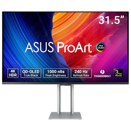 ASUS ProArt OLED PA32UCDM - 32 Zoll 4K UHD Professioneller Monitor - 16:9, 3840x2160, 240Hz, 10-bit - Kolorimeter, ergonomisch, Calman, HDR 400 TB - Thunderbold, HDMI, 96W USB-C, USB-Hub, Lautsprecher