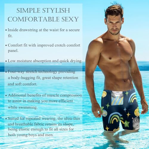 Traje de baño para hombre verde con diseño de arco iris y hipopótamo bañador cómodo 3