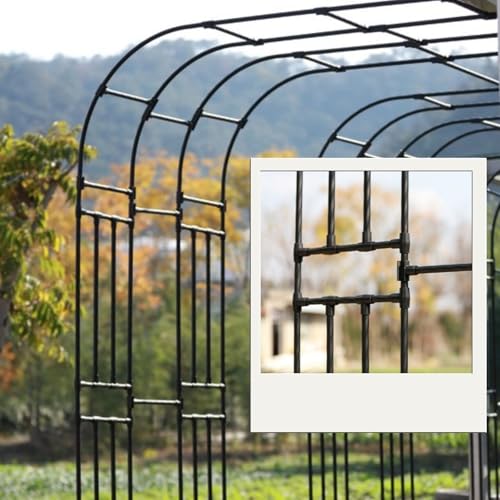 Arche de jardin avec treillis en acier support rose noir - 6
