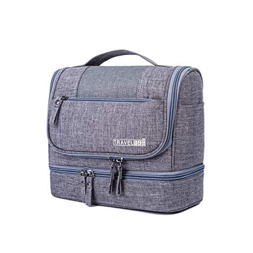 FANDARE Hängande toalettväska damer män resetoalett smink kosmetisk väska vattentät organisatör tillbehör toalettkit med torr och våt separering 2-lager vattentät polyester