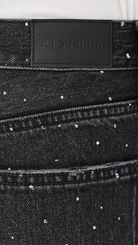 Image of PISTOLA - Lexi Mid Rise, Signature Bowed Straight Jeans - Light Denim Jeans