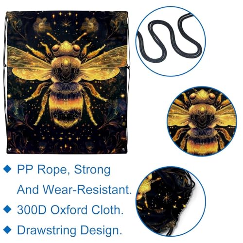 Sac à cordon abeille dorée à paillettes imperméable de qualité
