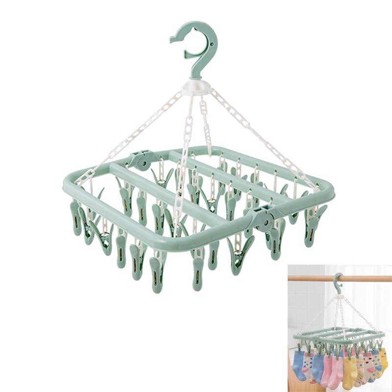Clothes Drying Hanger with 32 Clips, 32 x 32 x 35 cm Clothes Drying Rack