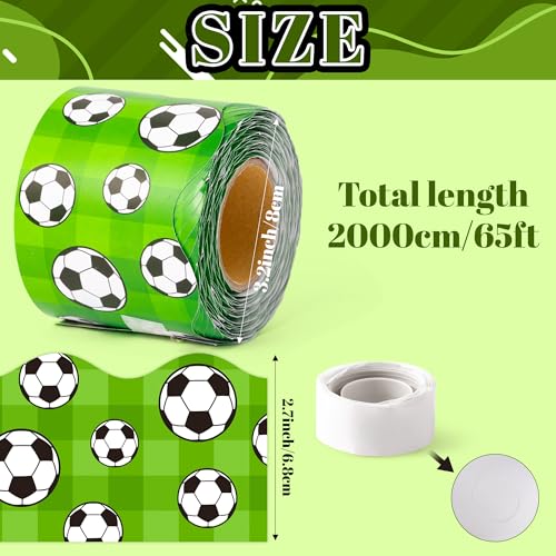 Image of BeYumi Soccer Sport Border Trim - 65ft Back to School Soccer Sport on Green Scalloped Rolled Border Trim Football Sports Ball Theme Bulletin Board Set Party School Classroom Chalkboard Wall Decoration