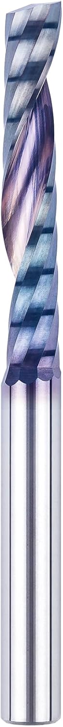 SpeTool Single Flute End Mill 1/4" Shank with Extreme Tool Life Coated , Extra Long 3 Inch Solid Carbide CNC Router Bits Spiral Upcut O Flute Milling Bit for Aluminum Plastic Acrylic PVC