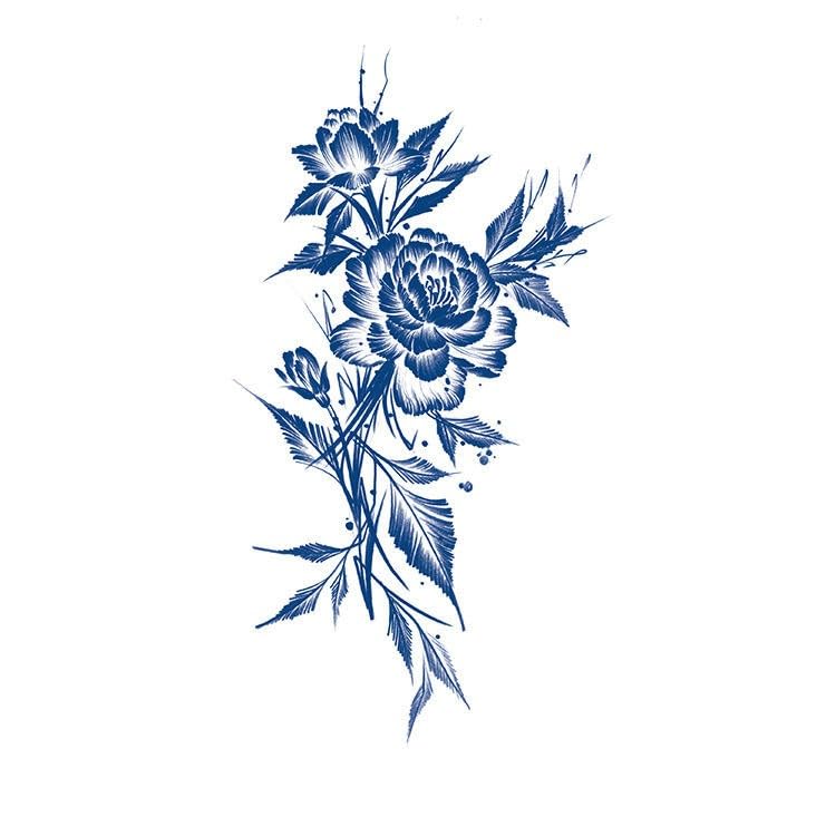 2Pcs Herbal Juice Half Arm Temporary Tattoo Sticker Waterproof Simulated Flower Arm Sticker Lasts 15 Days