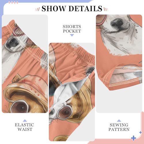 Jack Russell Dog with Hat Boys Long Pants Soft Trousers Elastic Waist Kids Lounge Bottoms with Pockets S-XL4