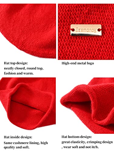 Image of jaxmonoy Cashmere Slouchy Knit Beanie Hat for Women Winter Soft Warm Ladies Wool Knitted Skull Beanies Cap