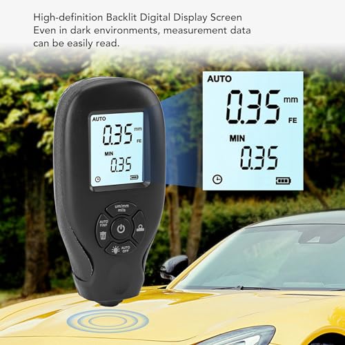 Image of Zunate Digital Coating Thickness Gauge, High Accuracy Paint Tester with Backlit Display for Car Buyers & Industrial Use (0-1.8mm, Auto Calibration)