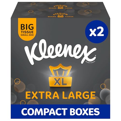 Kleenex Extra Large Facial Tissue in Compact Box - Pack of 2-100% Recyclable Packaging (88 Tissues Total)