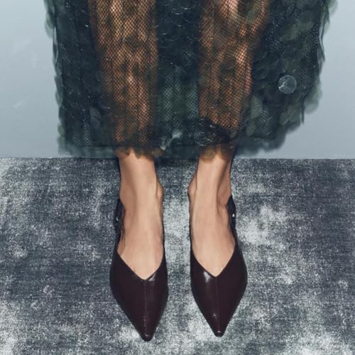 Women's Wide Welt Buckle Ballet Flats Pointed Toe Slingback Mules Mary Jane Flat Ballerina Shoes4